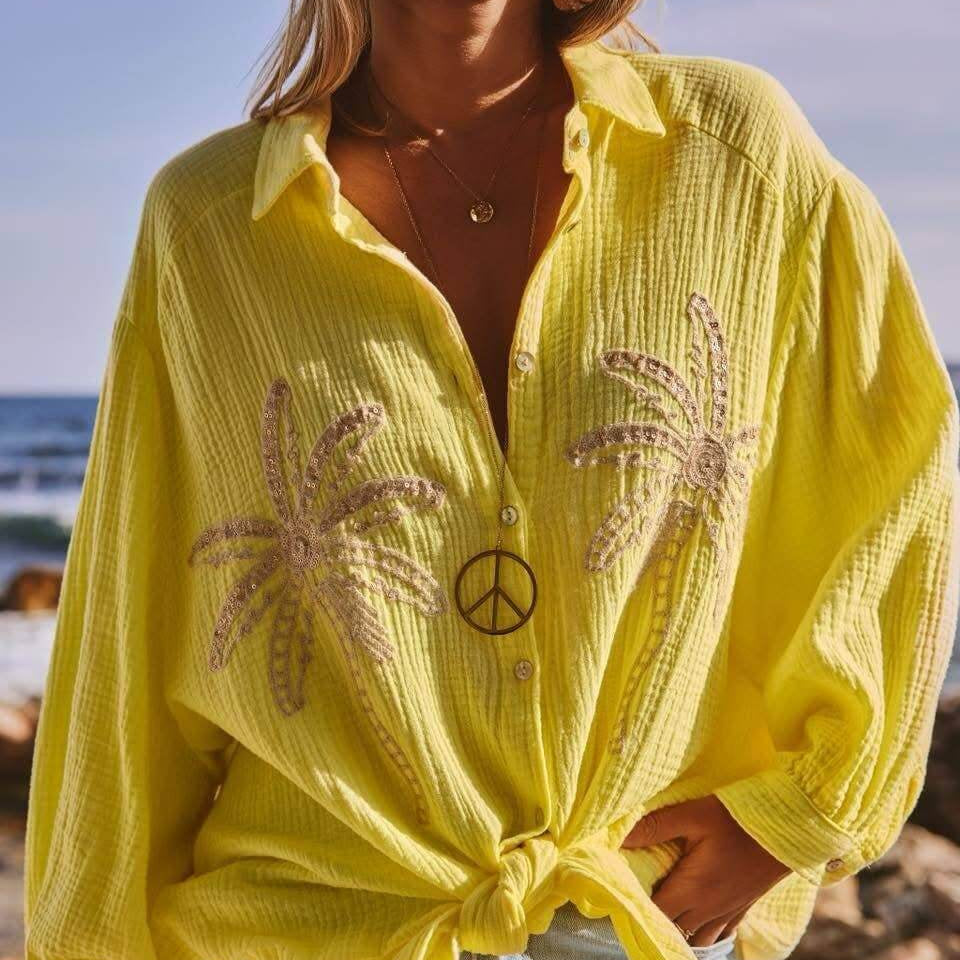Golden Hour Palm Gauze Shirt – Alicia DiMichele Boutique