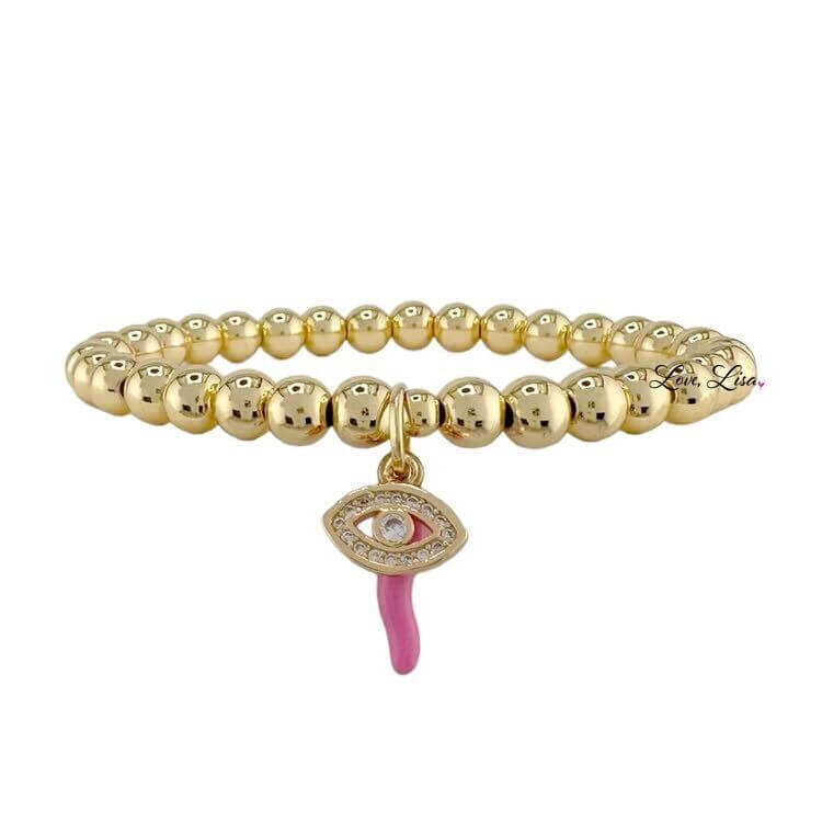 Give ‘Em The Horn Gold Bracelet - Hot Pink – Alicia DiMichele Boutique