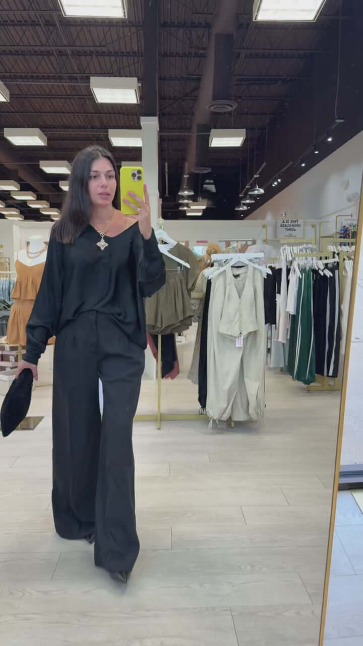 Black Italian Satin Blouse – Alicia DiMichele Boutique