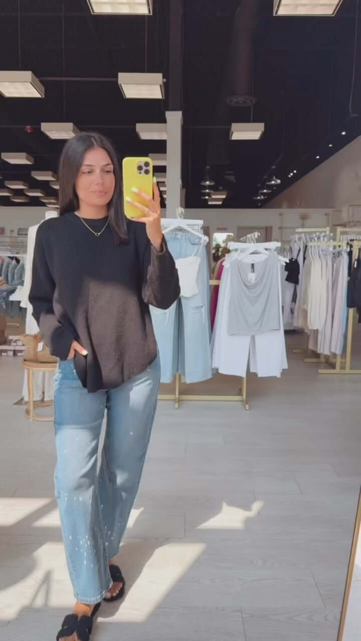 Black Chill Split Knit Sweater – Alicia DiMichele Boutique