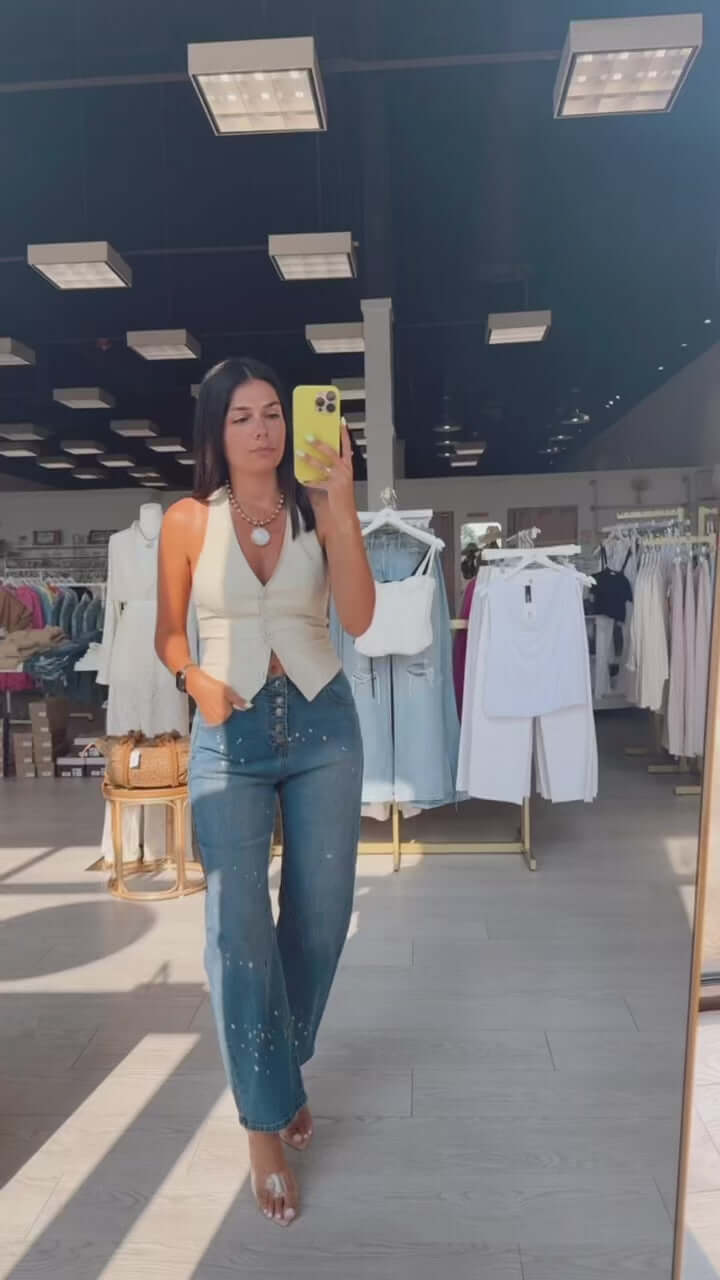 Power Move Halter Vest – Bone – Alicia DiMichele Boutique