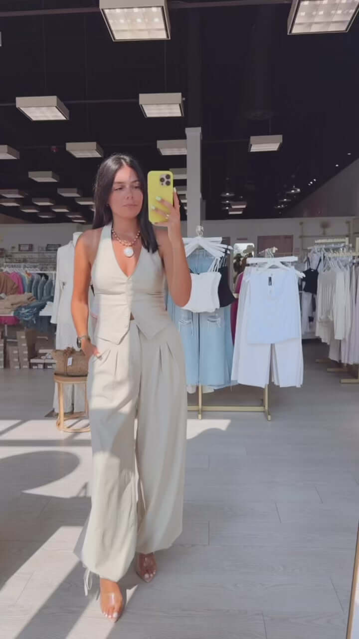 Power Move Halter Vest – Bone – Alicia DiMichele Boutique