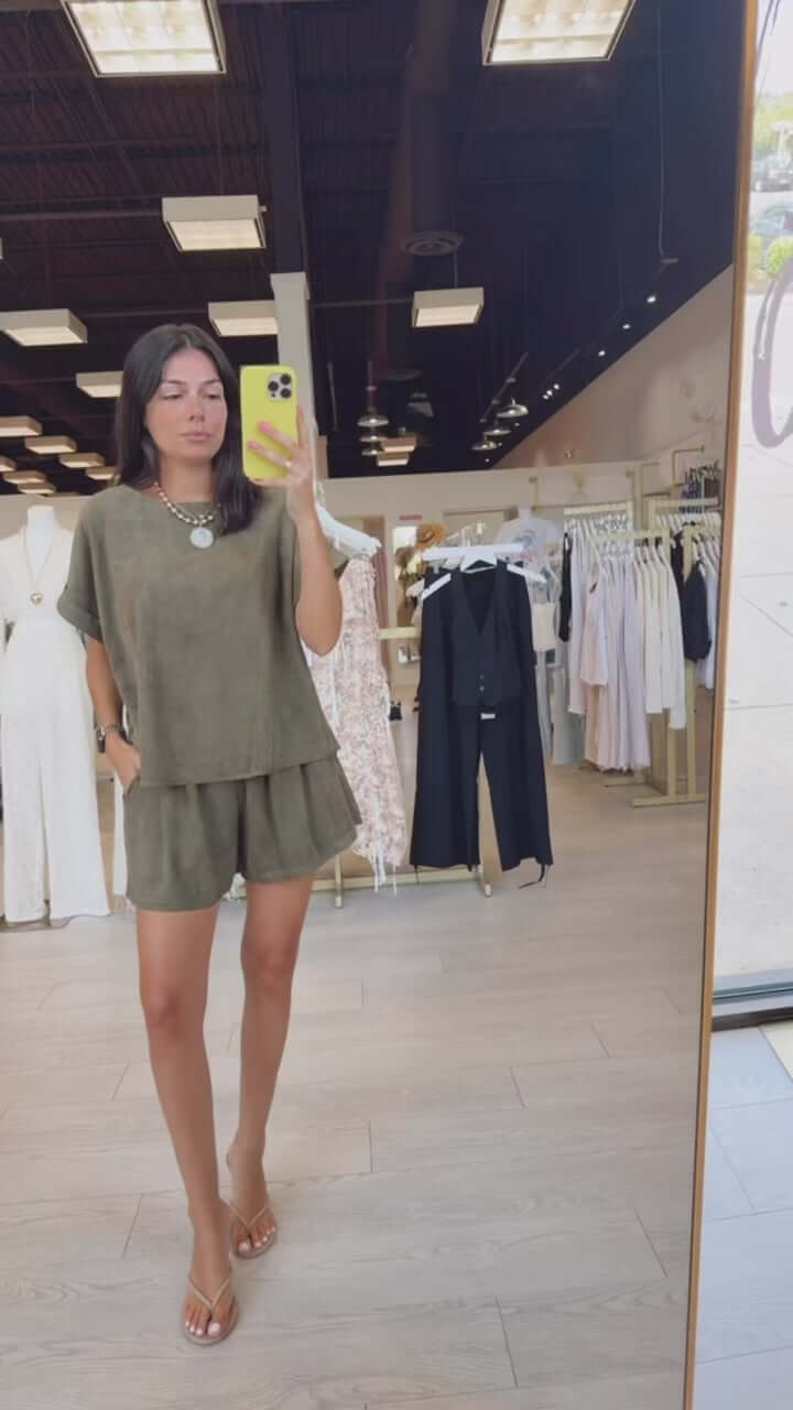 Luxe Suede Shorts Set - Olive – Alicia DiMichele Boutique