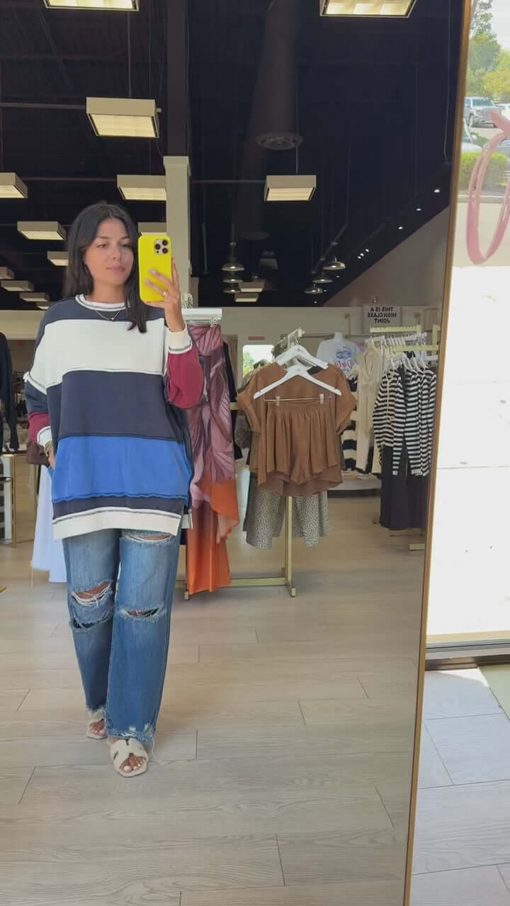 Color Block Stripe Sweatshirt – Alicia DiMichele Boutique