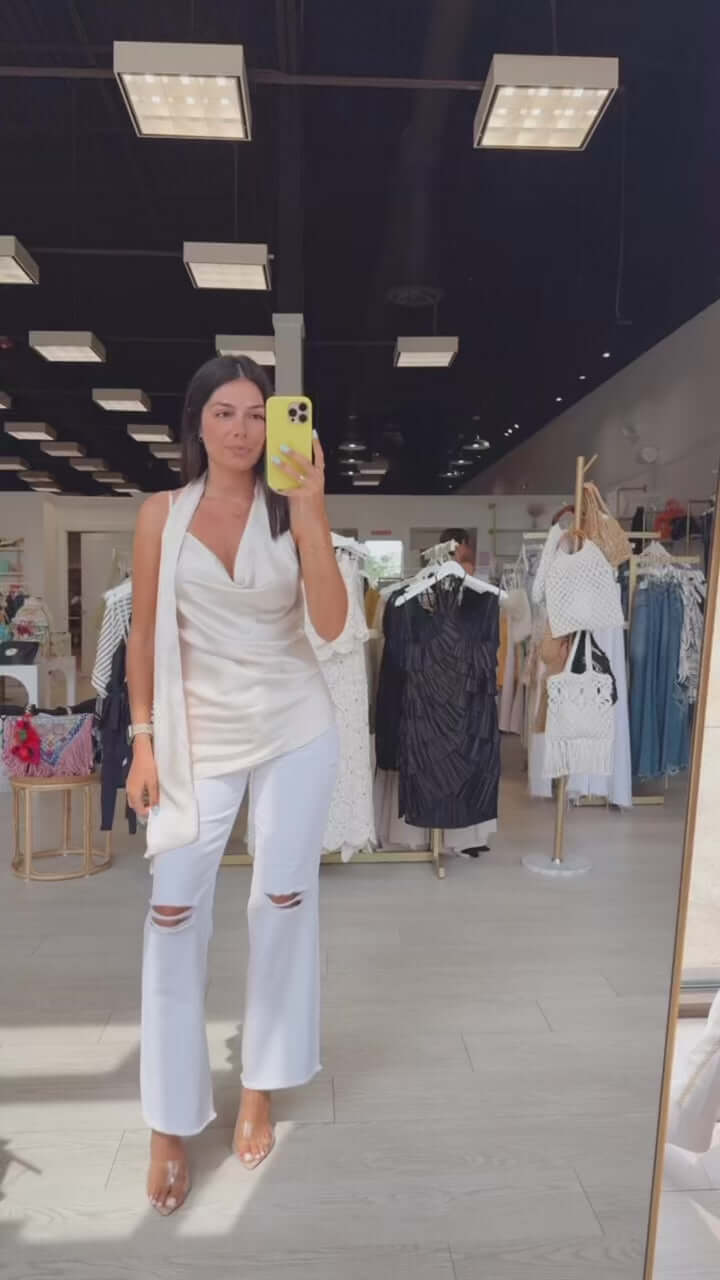 Champagne Luxe Scarf Top – Alicia DiMichele Boutique