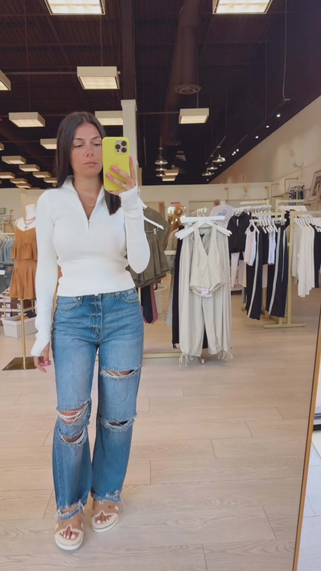 Off White Half-Zip Top – Alicia DiMichele Boutique