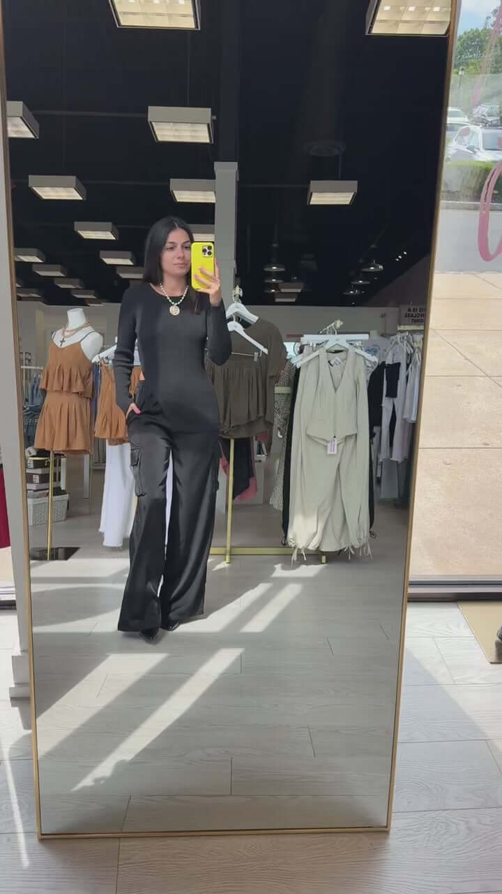 Black Satin Cargo Pants – Alicia DiMichele Boutique