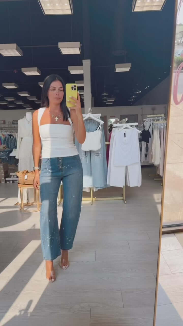 Square It Up Jersey Tank – White – Alicia DiMichele Boutique