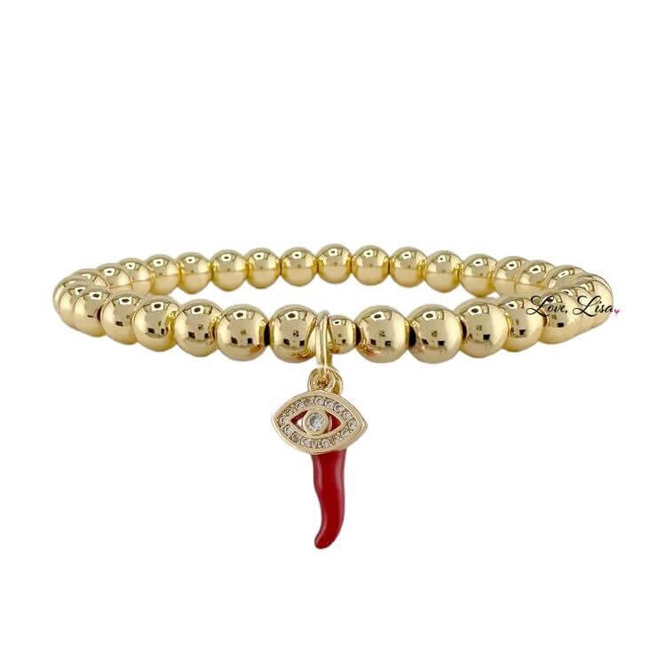Give ‘Em The Horn Gold Bracelet - Red – Alicia DiMichele Boutique