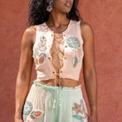 Sea Spell Beaded Lace-Up Top – Alicia DiMichele Boutique