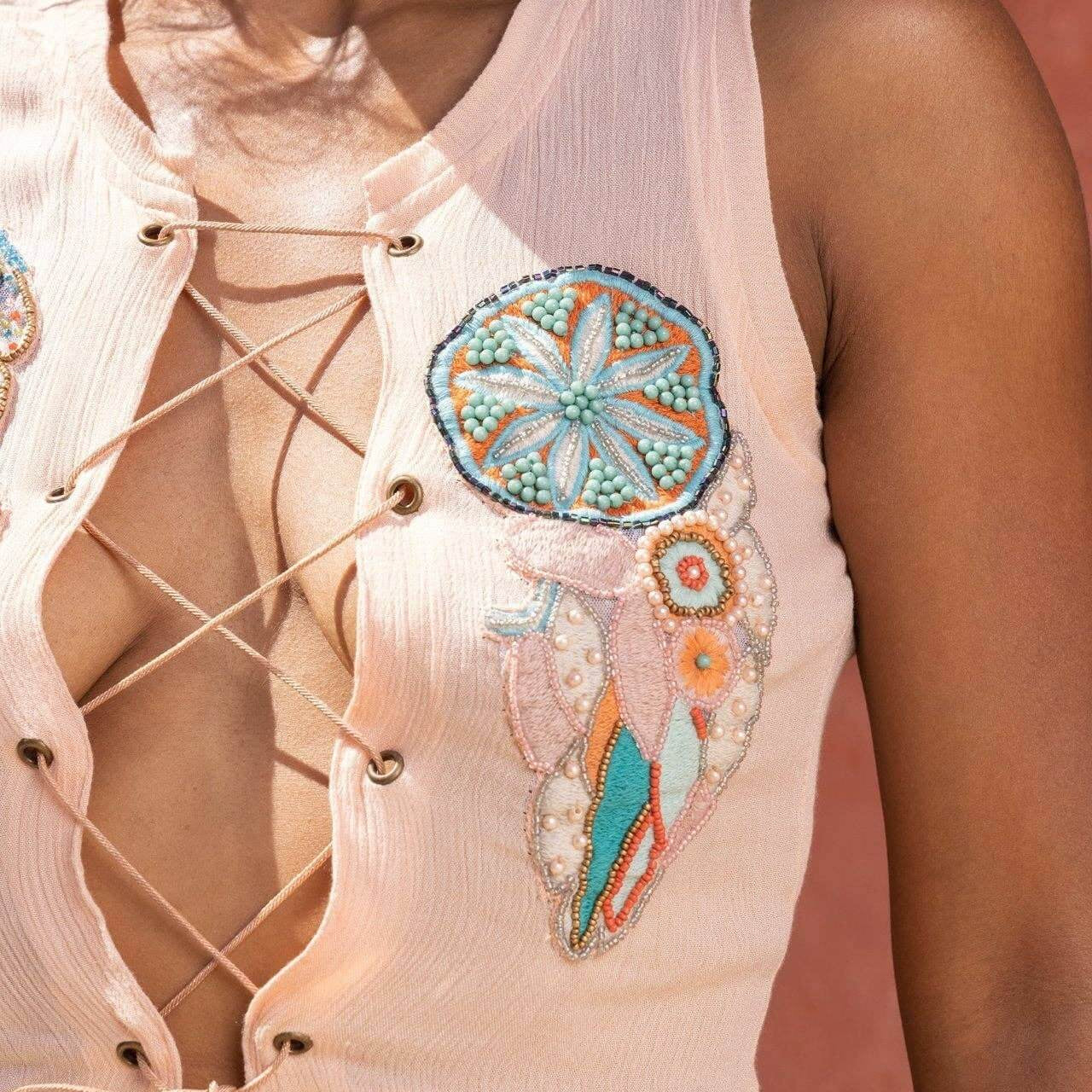 Sea Spell Beaded Lace-Up Top – Alicia DiMichele Boutique