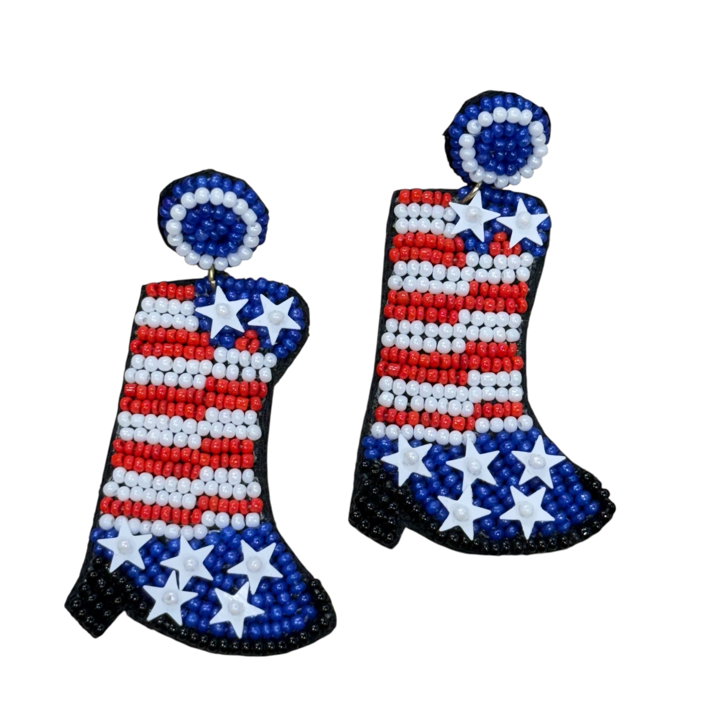USA Beaded Boot Earrings – Alicia DiMichele Boutique