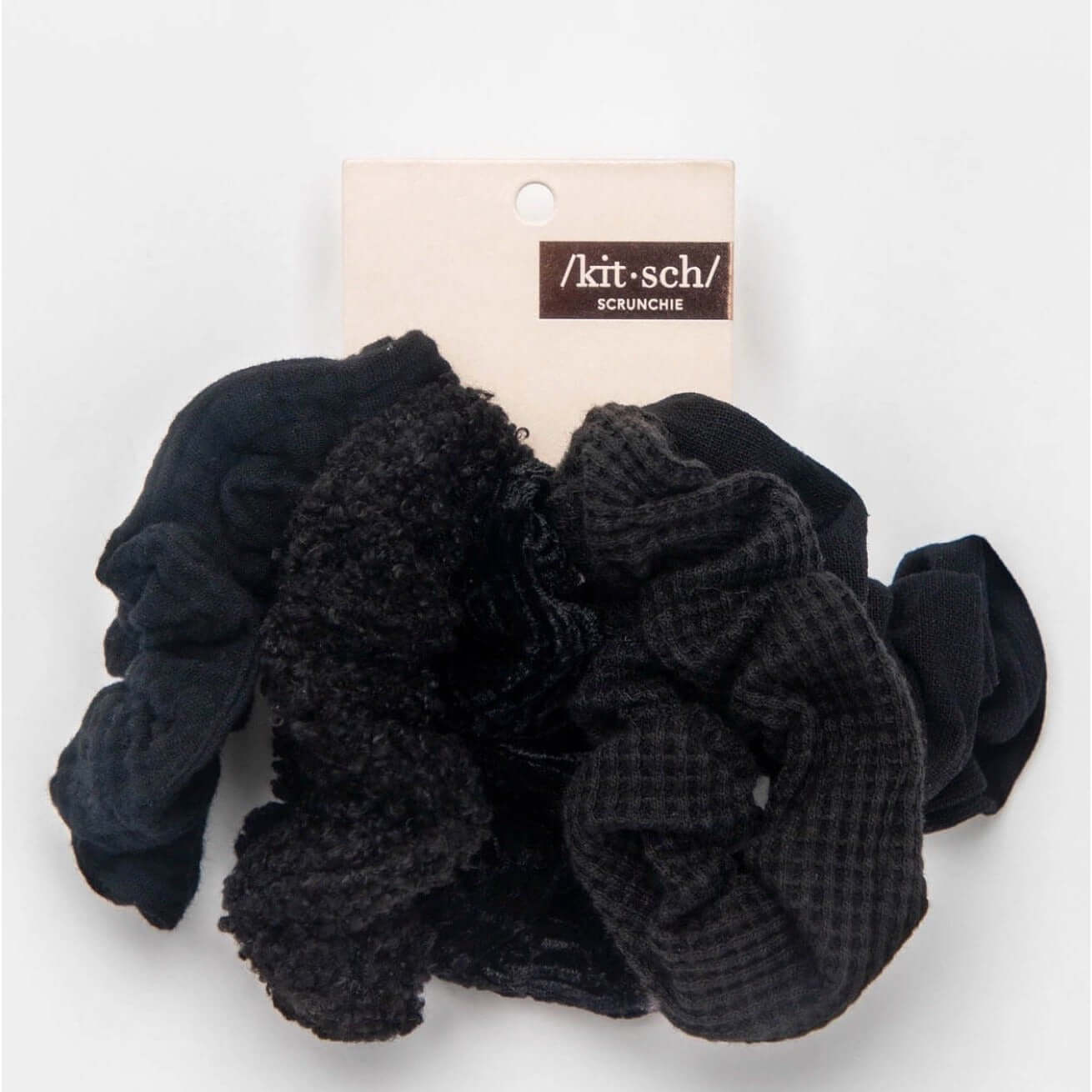 Kitsch 5pc Textured Scrunchies - Black – Alicia DiMichele Boutique
