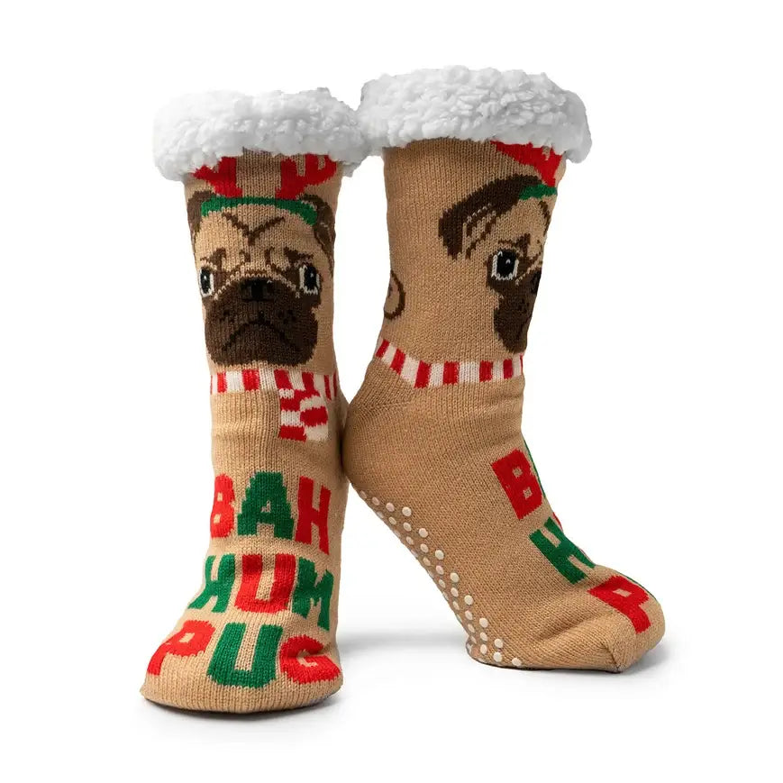 Mistletoes Slipper Socks - Bah Hum Pug – Alicia DiMichele Boutique