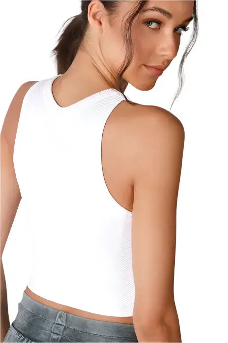 Chevron High Neck Crop Top - White – Alicia DiMichele Boutique