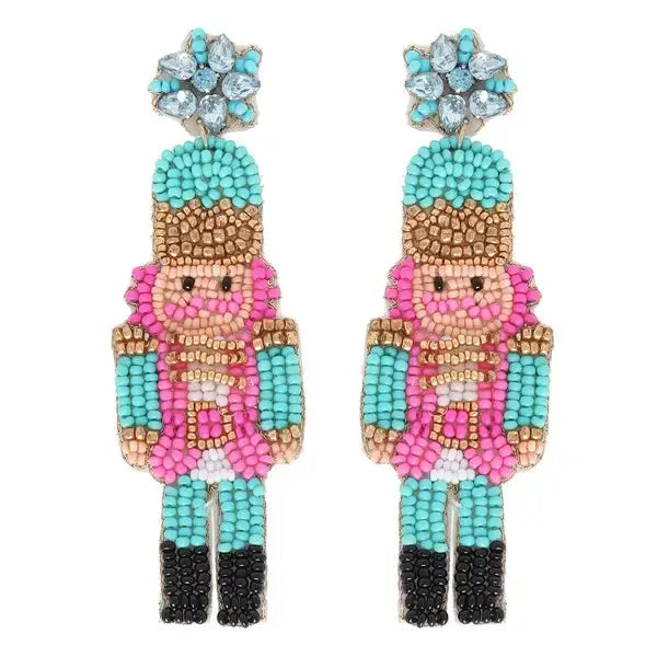 Nutcracker Beaded Drop Earrings - Turquoise – Alicia DiMichele Boutique