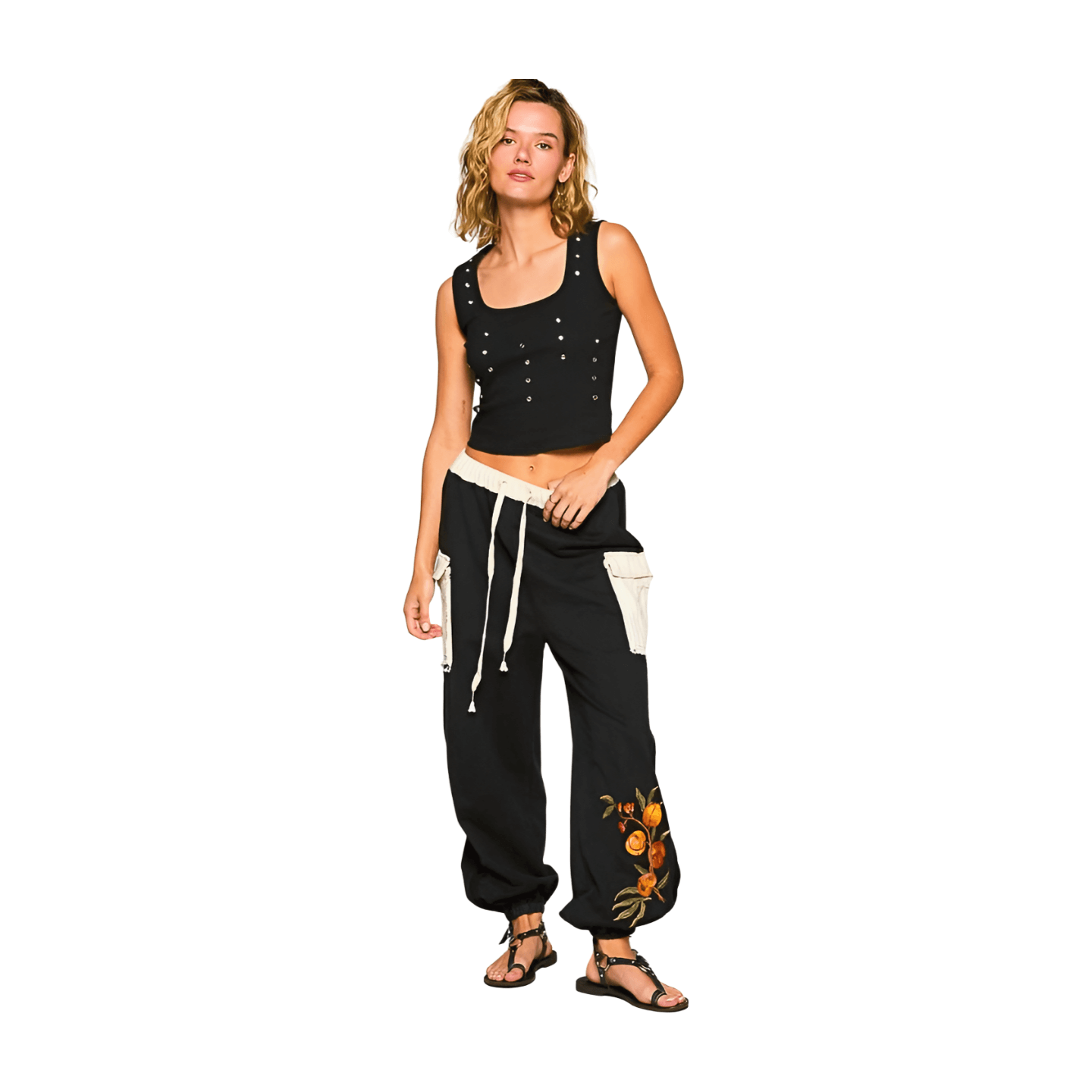 Vintage Washed French Terry Joggers - Black