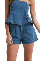 City Cool Denim Shorts Set available at Alicia DiMichele Boutique – stylish women’s fashion and accessories.