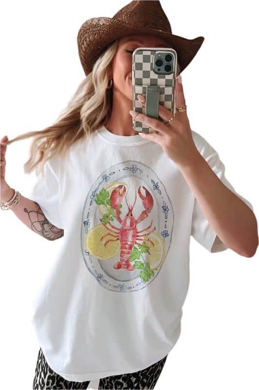 Lobster On Deck Graphic Tee – Alicia DiMichele Boutique