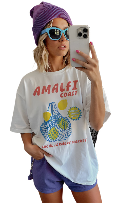 Amalfi Coast Graphic Tee available at Alicia DiMichele Boutique – stylish women’s fashion and accessories.