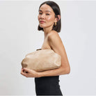 Beige Croc-Embossed Clutch – Neutral Everyday Handbag – Alicia DiMichele Boutique