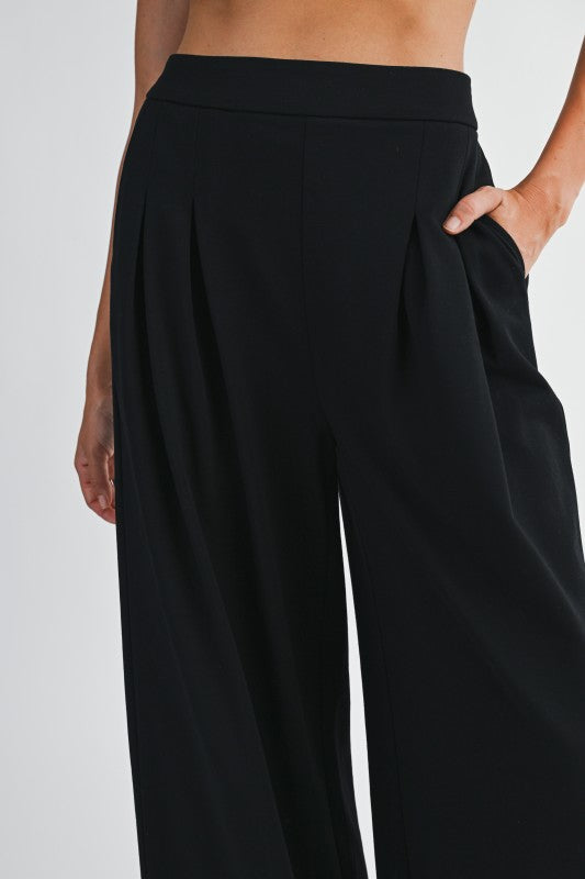 City Ease Pleated Wide Leg Sweatpants - Black – Alicia DiMichele Boutique
