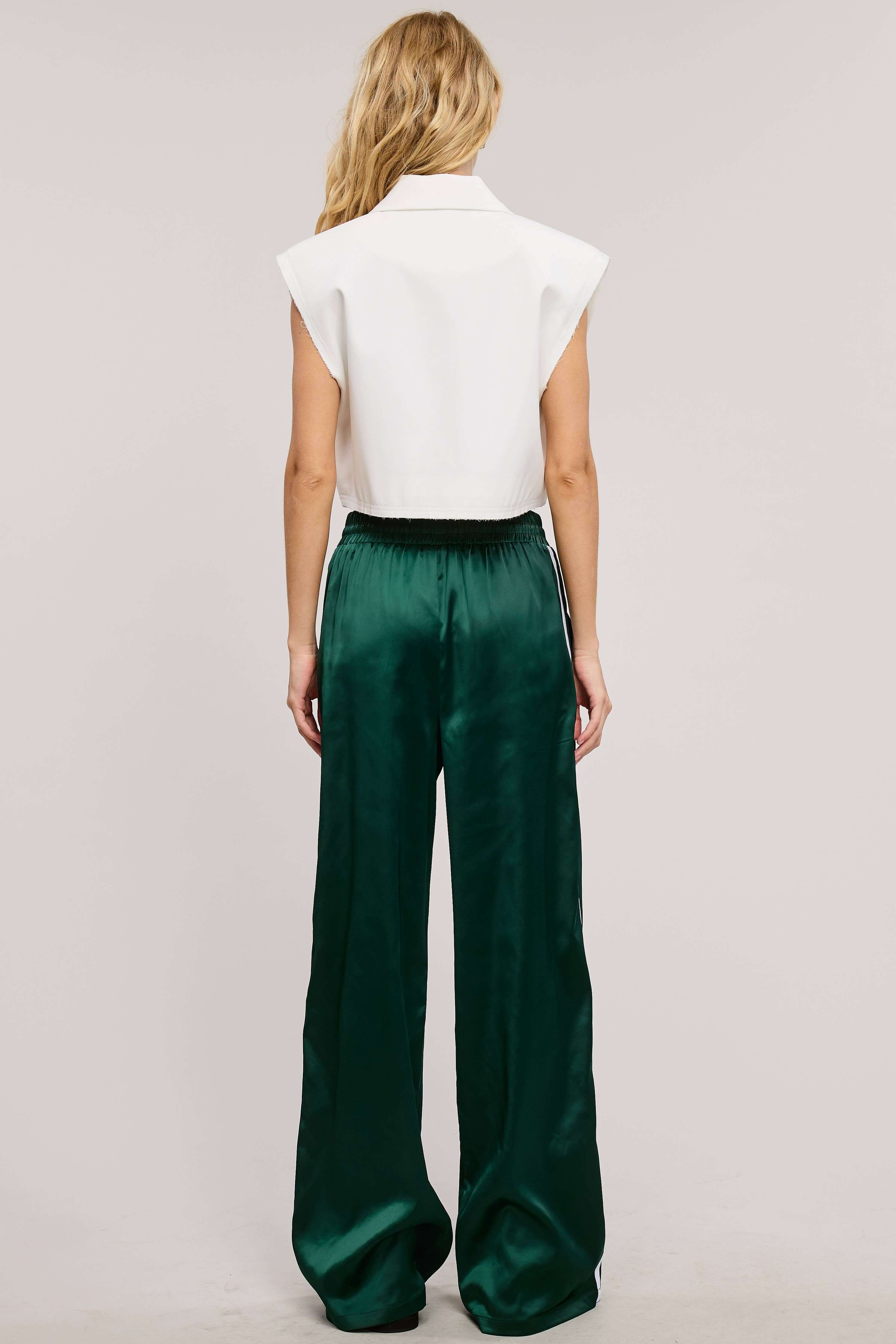 Green Satin Track Pants – Alicia DiMichele Boutique