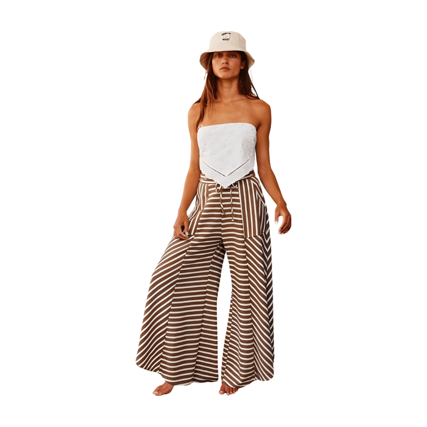Stripe Print Wide Leg Pants