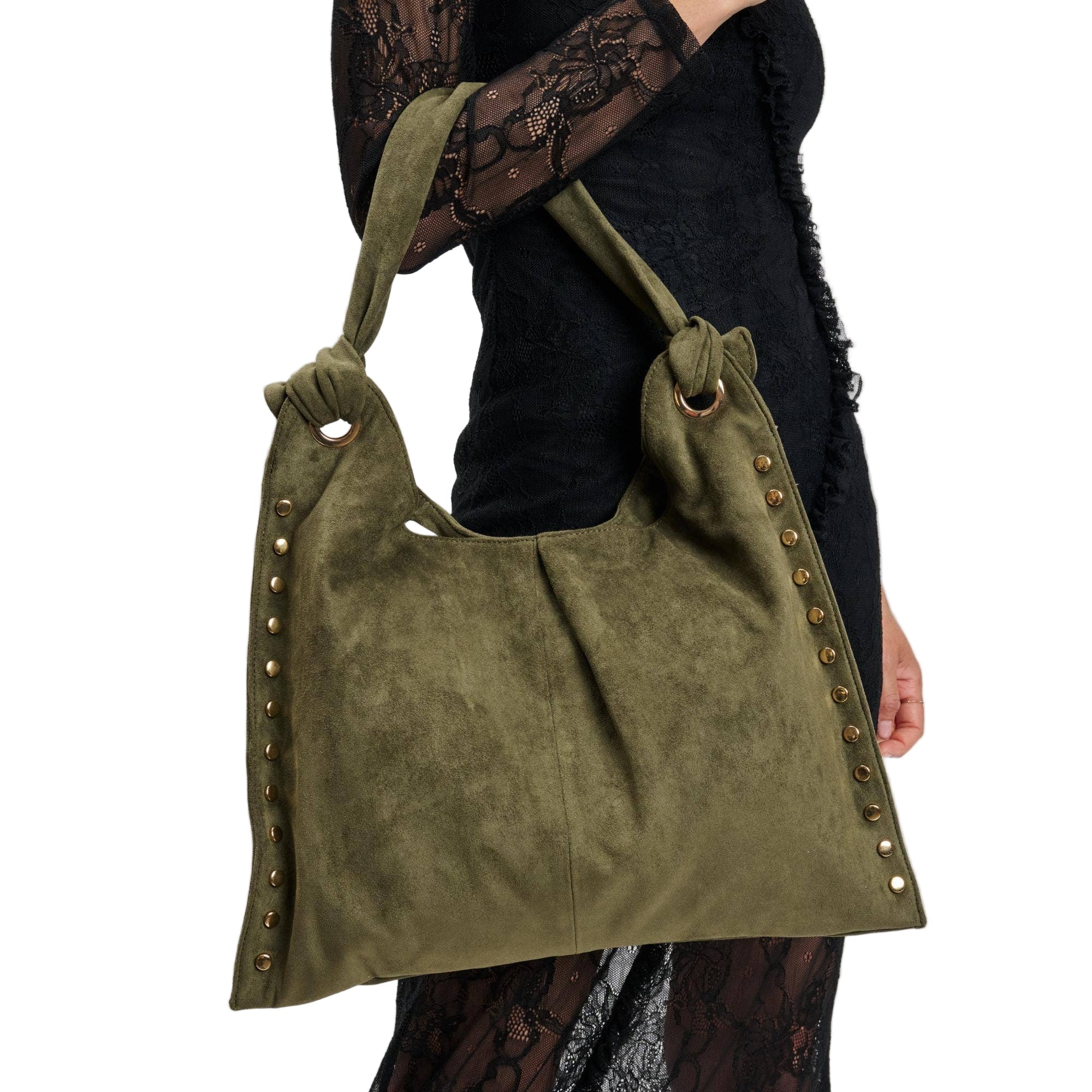 Soft Studded Hobo Bag - Olive – Alicia DiMichele Boutique