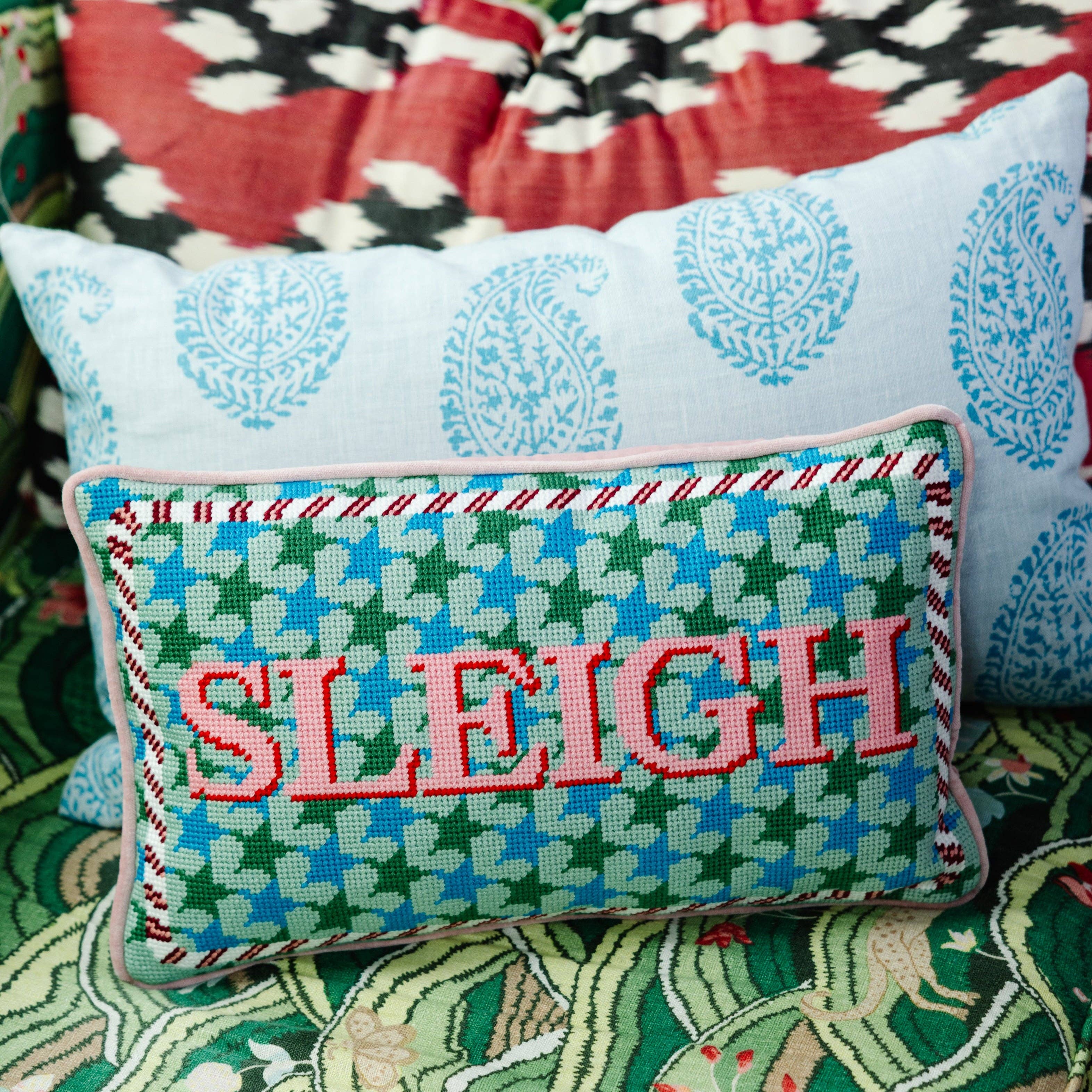 Sleigh Needlepoint Pillow – Alicia DiMichele Boutique