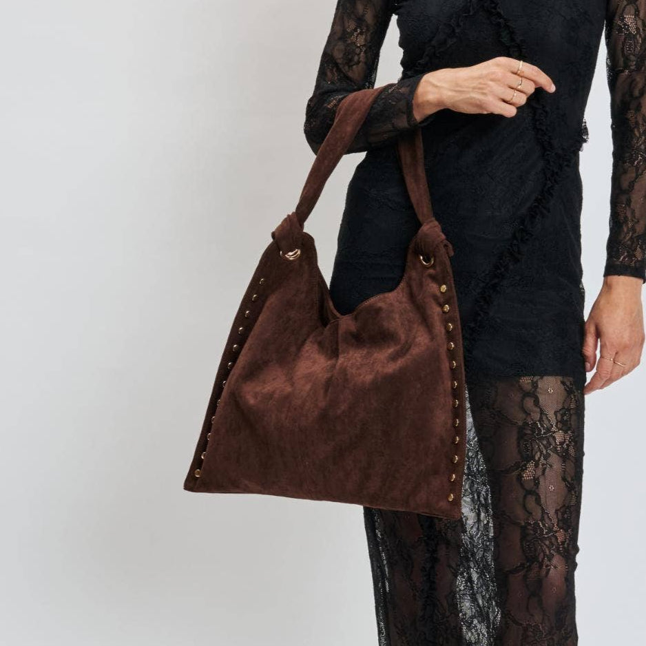 Soft Studded Hobo Bag - Chocolate – Alicia DiMichele Boutique
