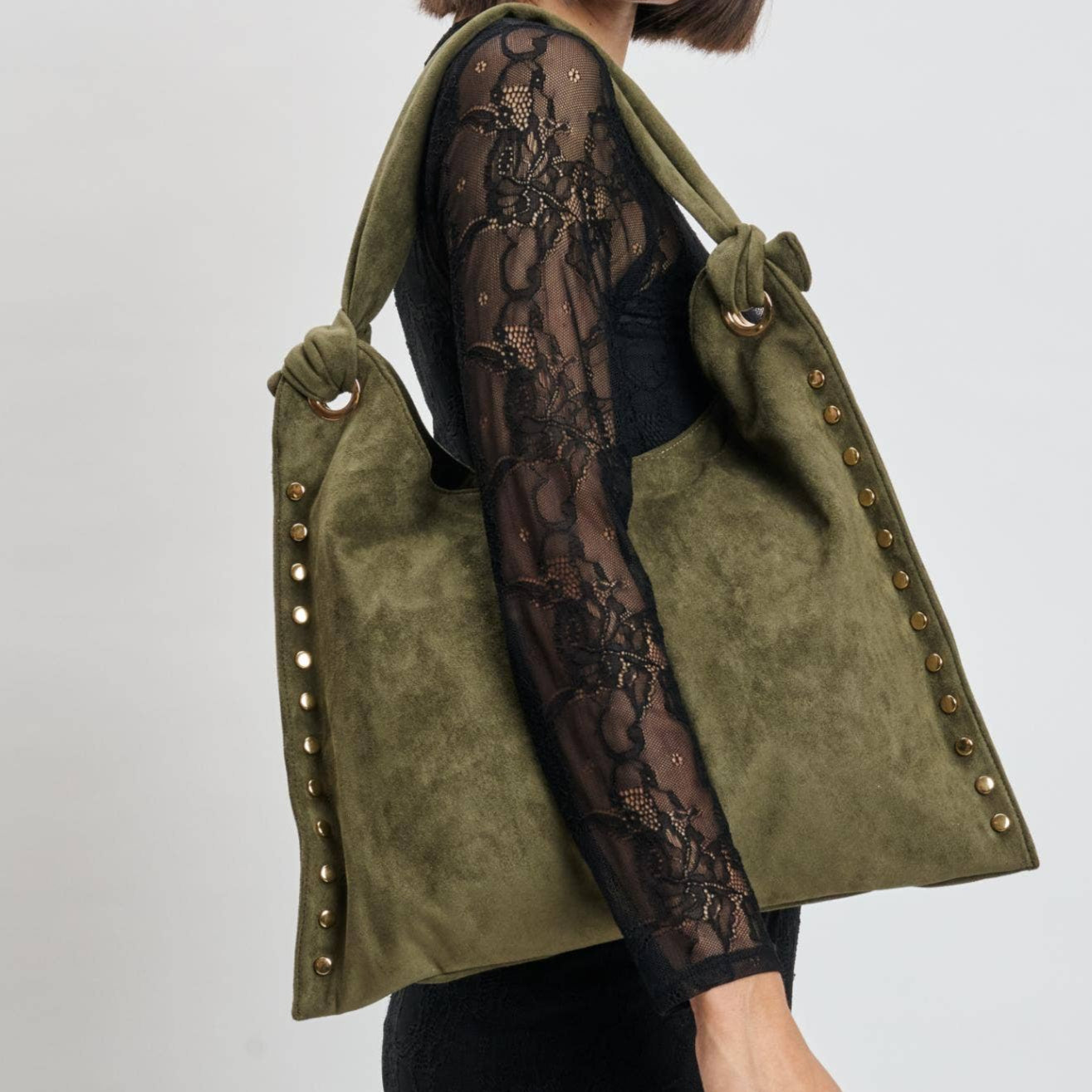 Soft Studded Hobo Bag - Olive – Alicia DiMichele Boutique