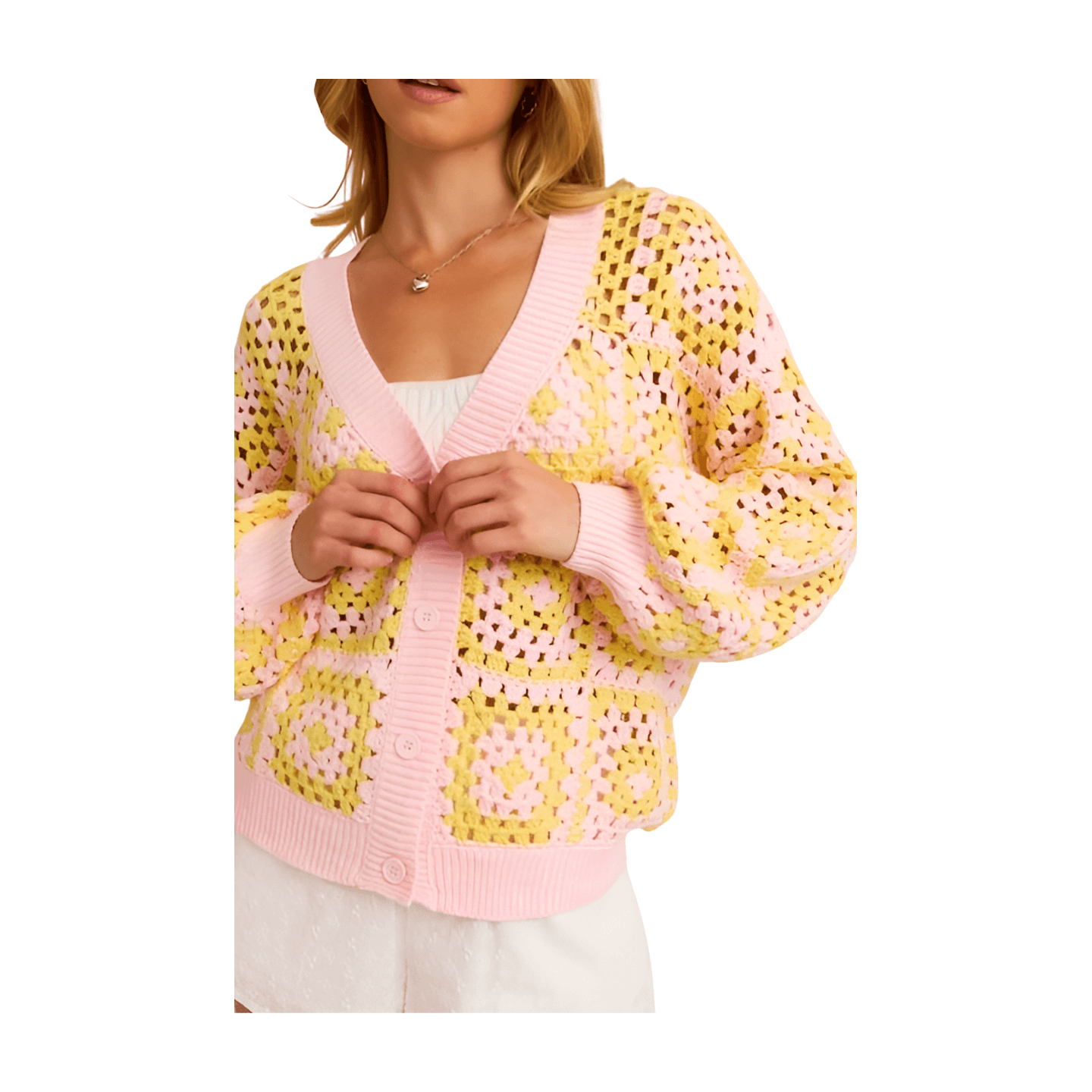 Colorful Crochet button Cardigan