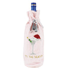 Pink Martini Embroidered Velvet Wine Bag