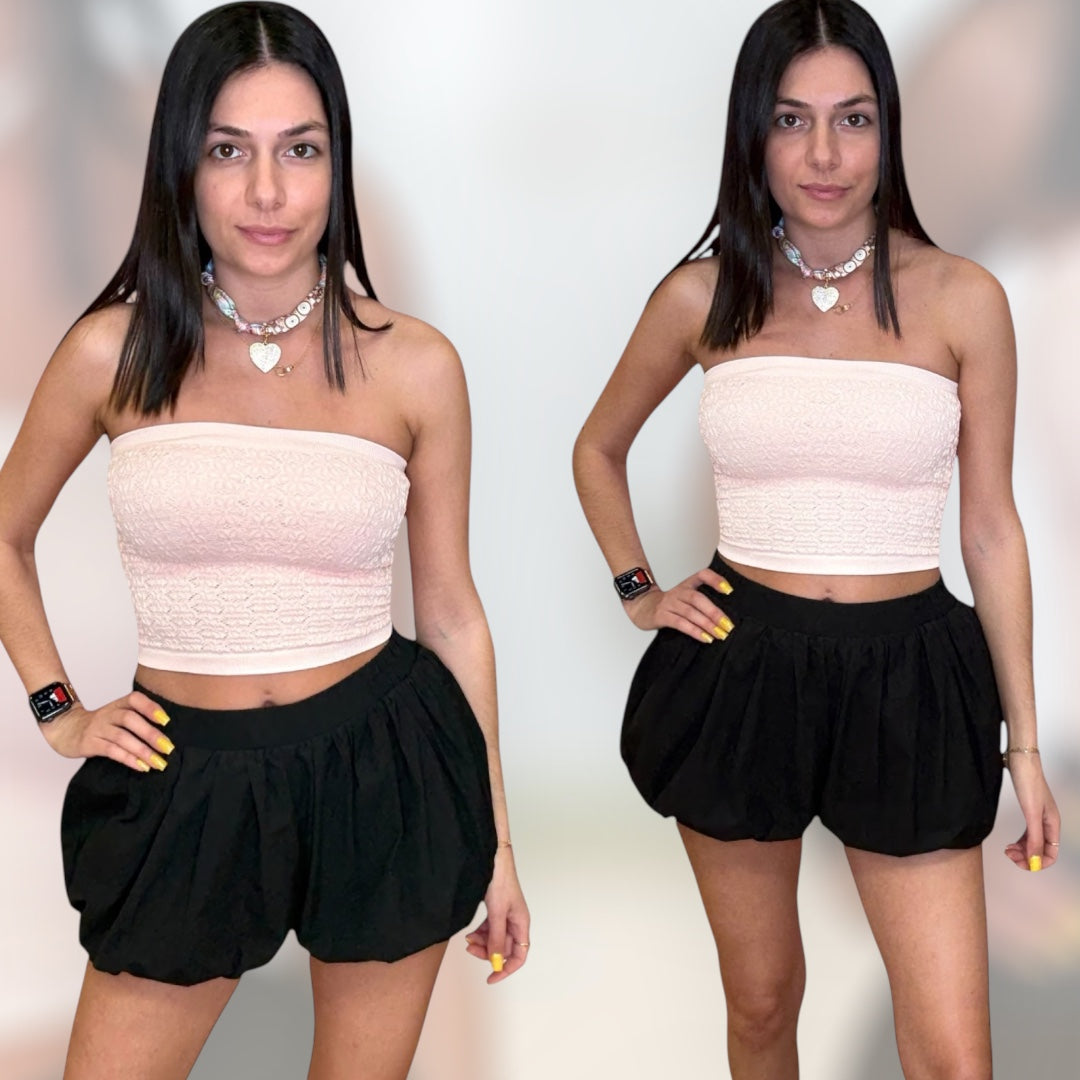 Poplin Puff Shorts - Black | Alicia DiMichele Boutique