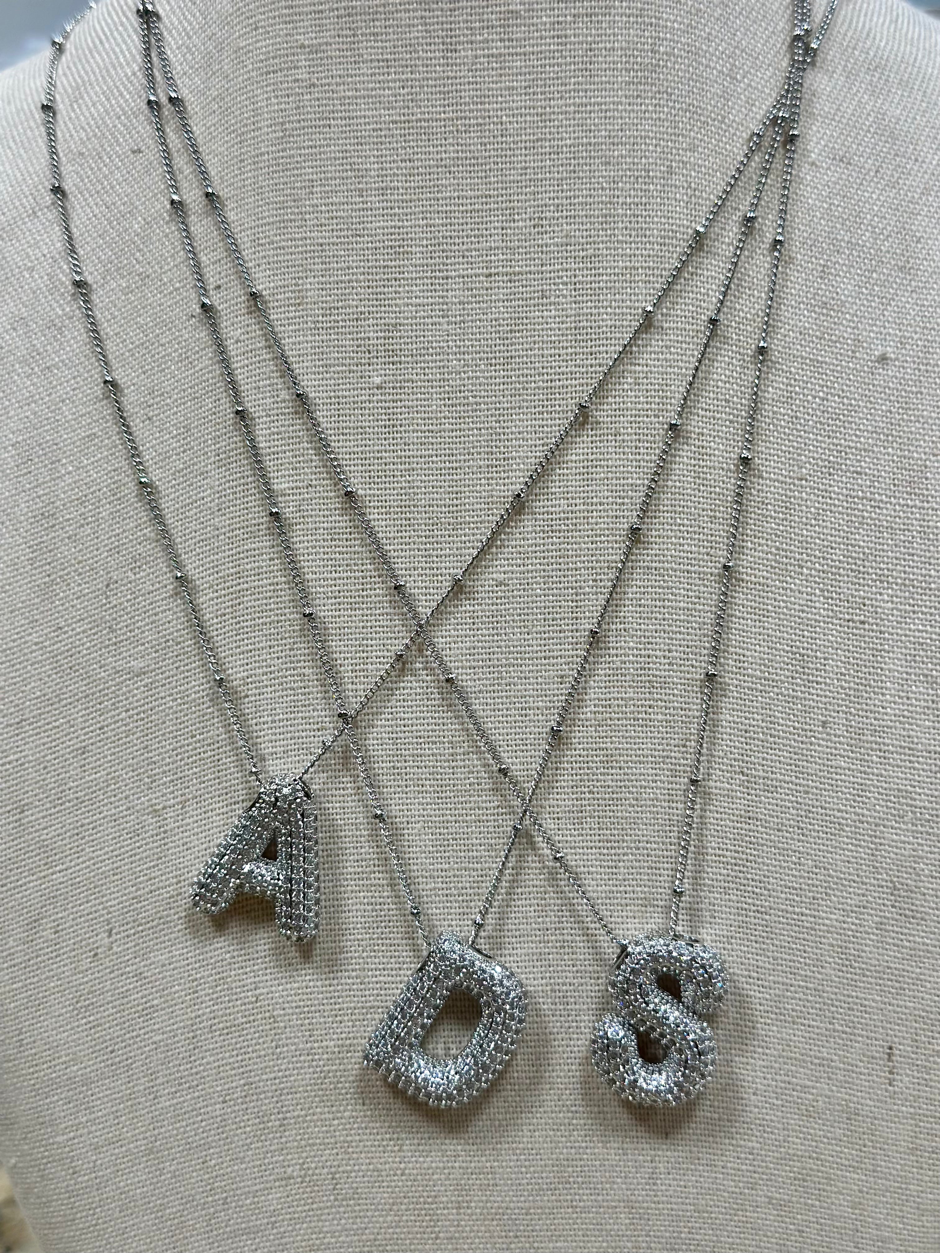 Silver Jeweled Bubble Initial Necklace – Alicia DiMichele Boutique
