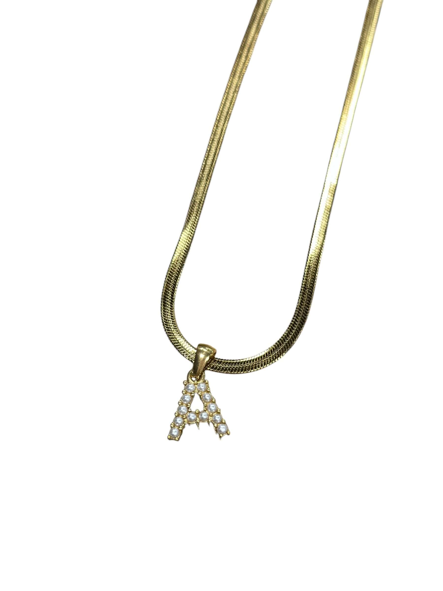 Pearl Letter Herringbone Necklace – Alicia DiMichele Boutique