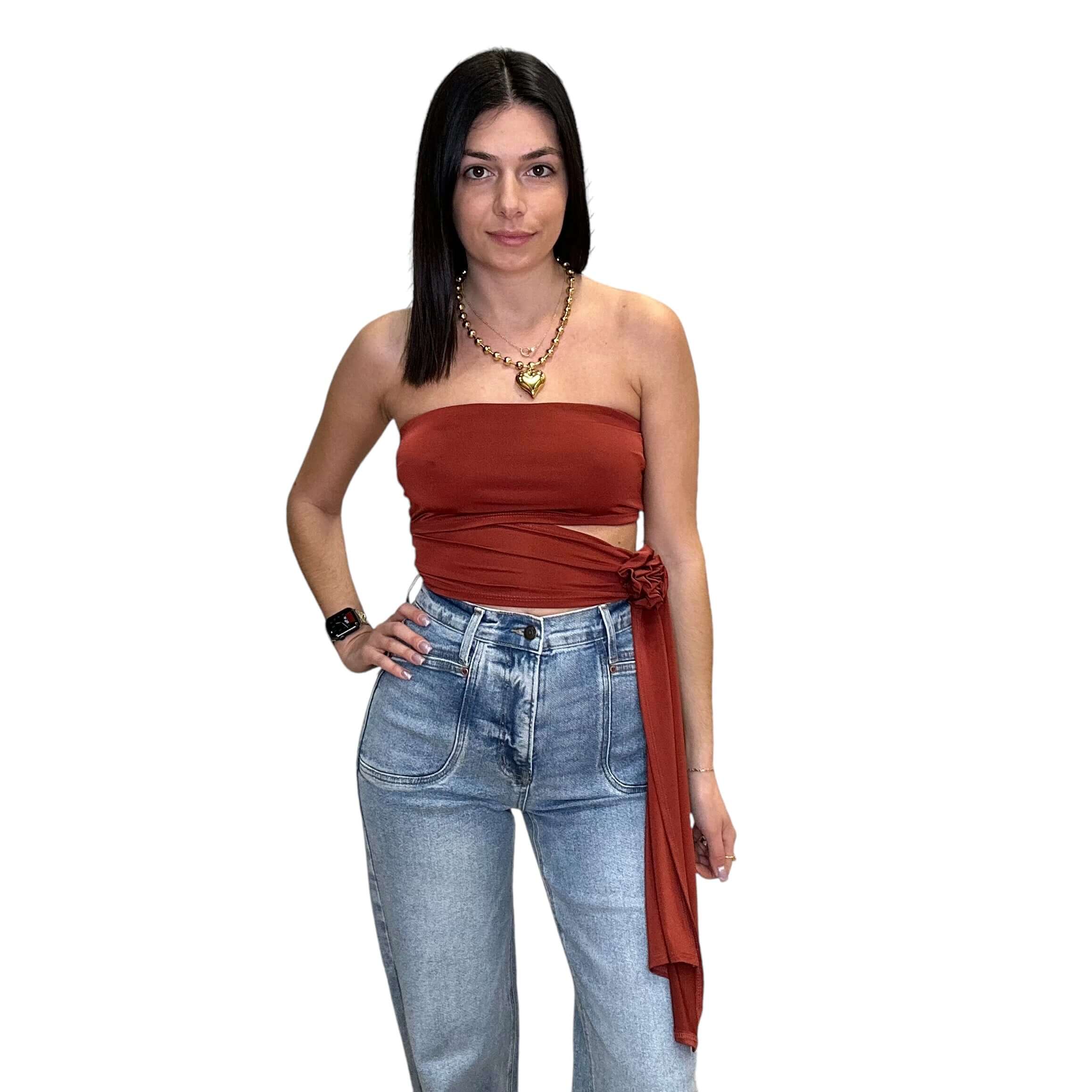 Rosette Cut Out Tube Top