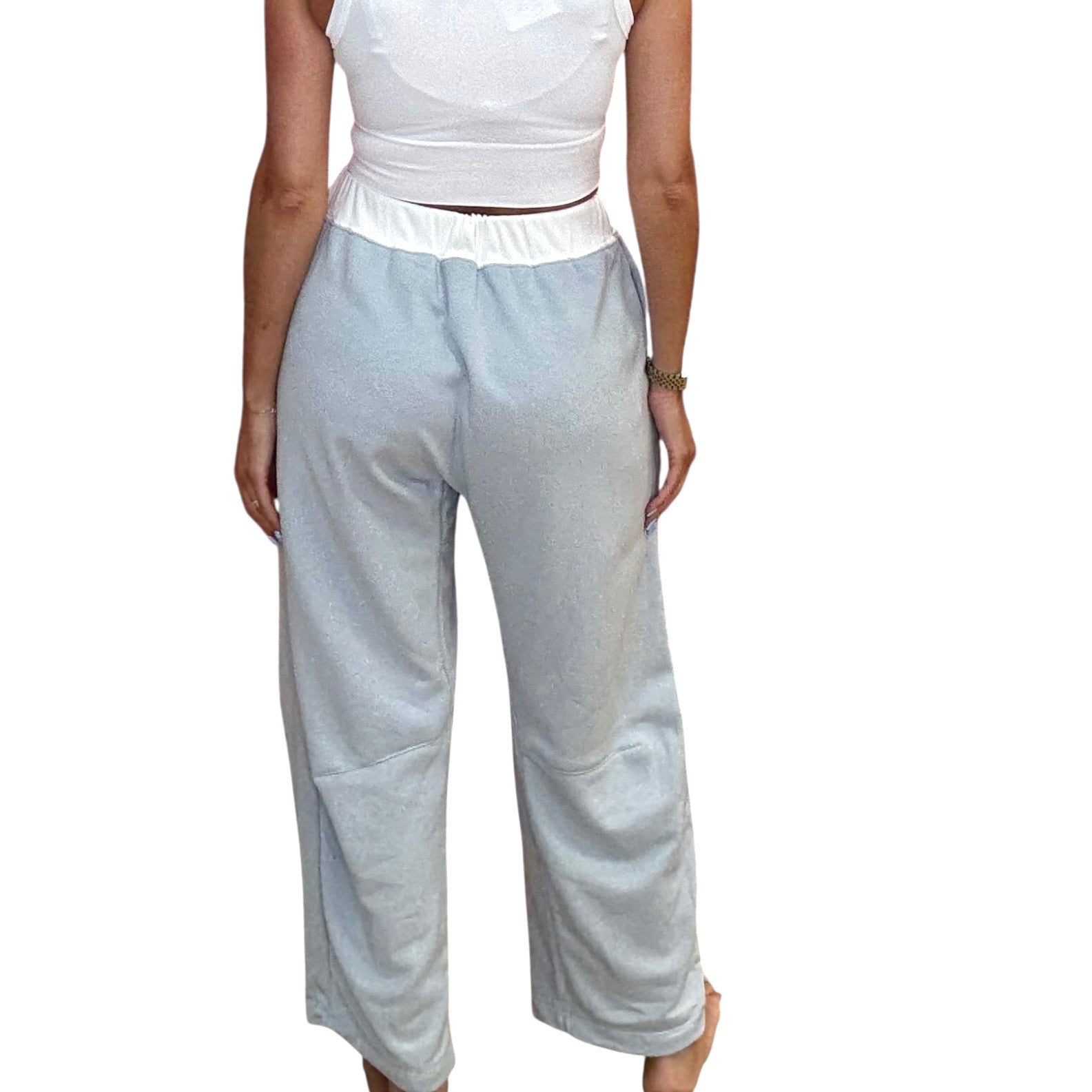 Sky Blue Barrel Pants available at Alicia DiMichele Boutique – stylish women’s fashion and accessories.