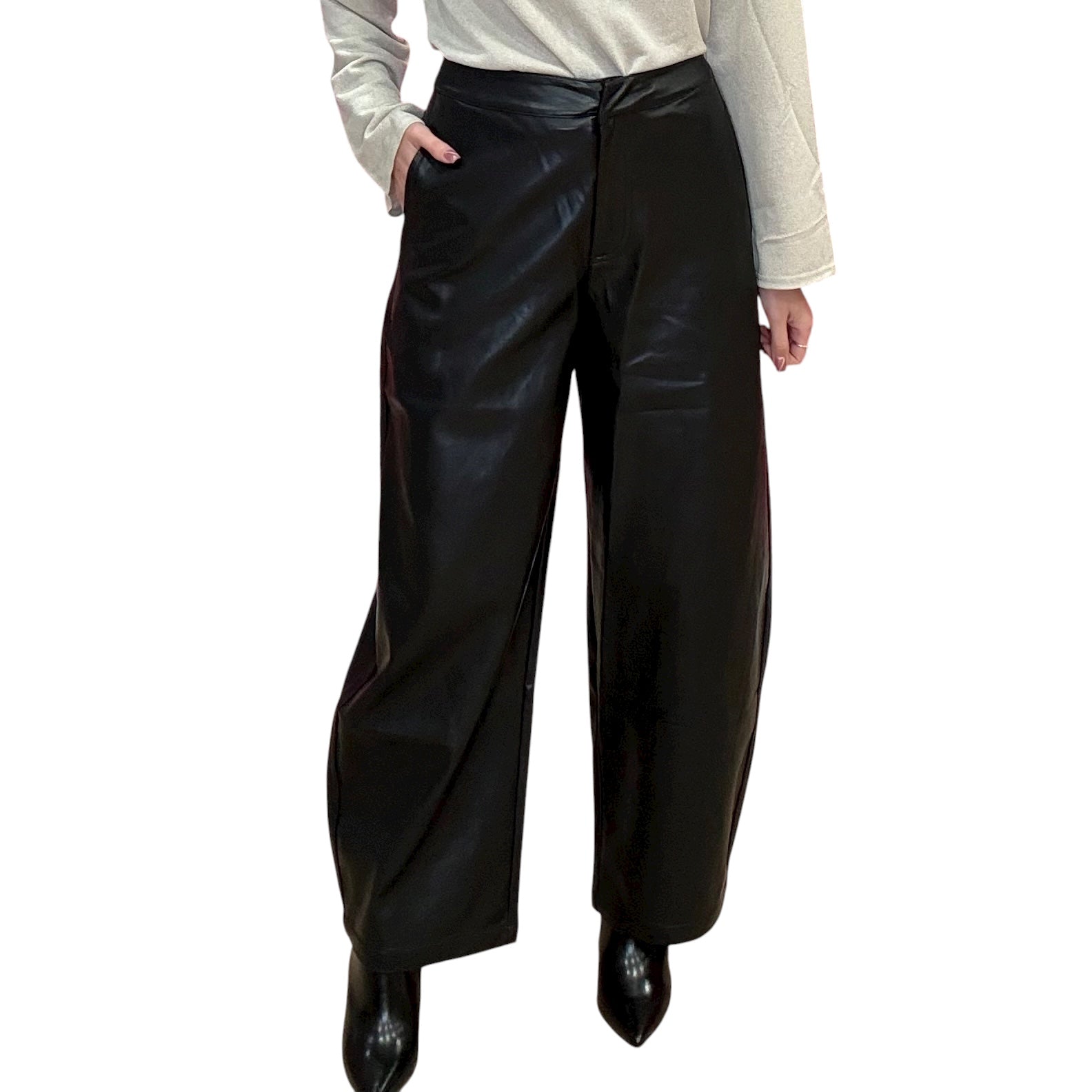 The Jetset Vegan Leather Pants – Black Loose Fit Faux Leather