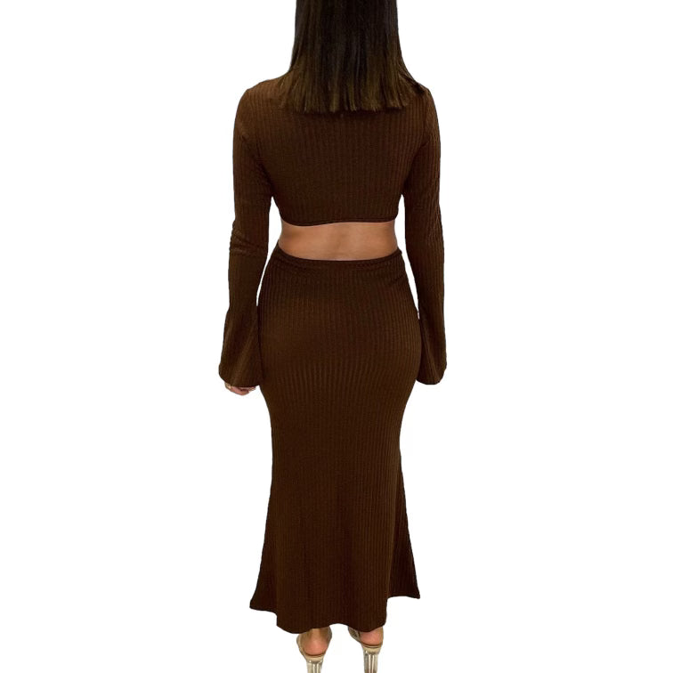 Flared Ribbed Maxi Dress