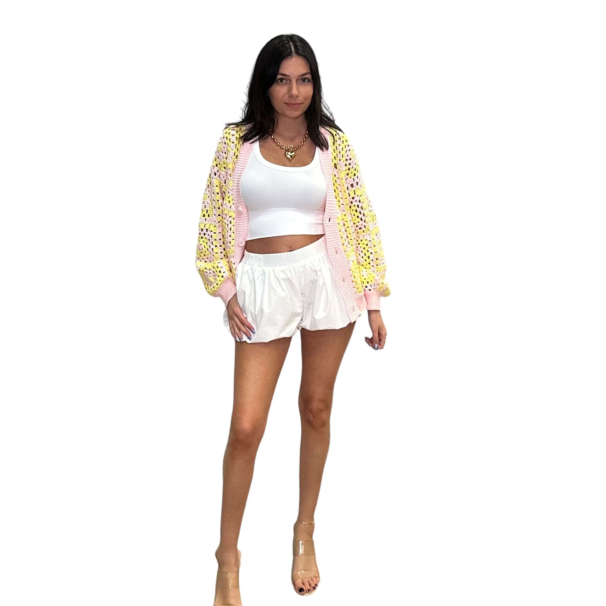 Colorful Crochet button Cardigan