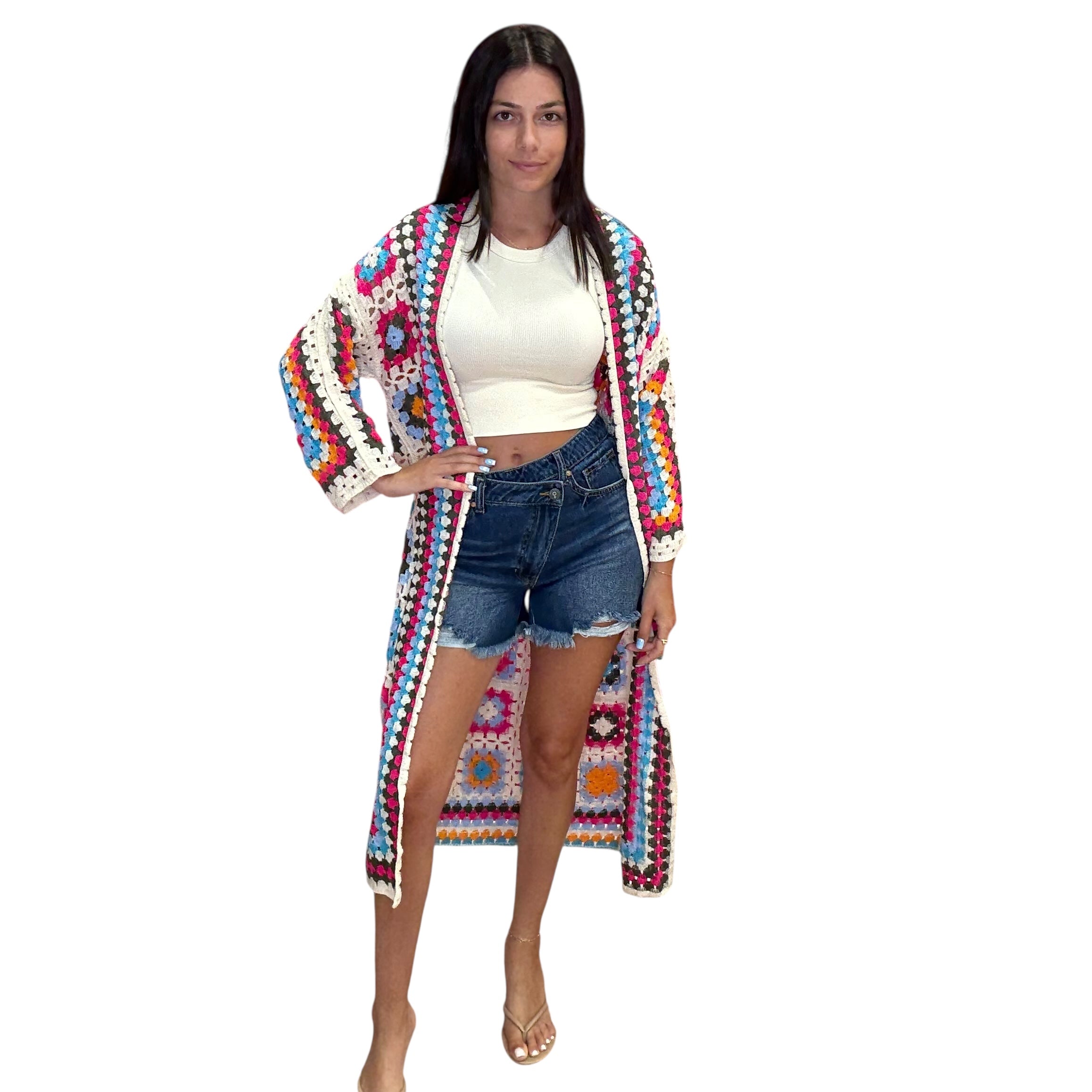 Neon Crochet Cardigan available at Alicia DiMichele Boutique – stylish women’s fashion and accessories.