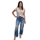Dolman V Neck Tee - Fossil – Alicia DiMichele Boutique