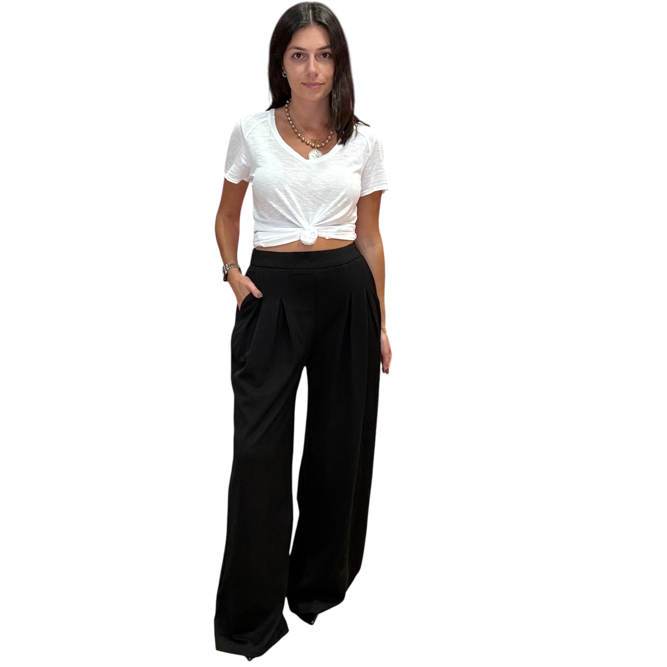 Pleated Wide Leg Sweatpants – Black & Grey Lounge Pants – Alicia