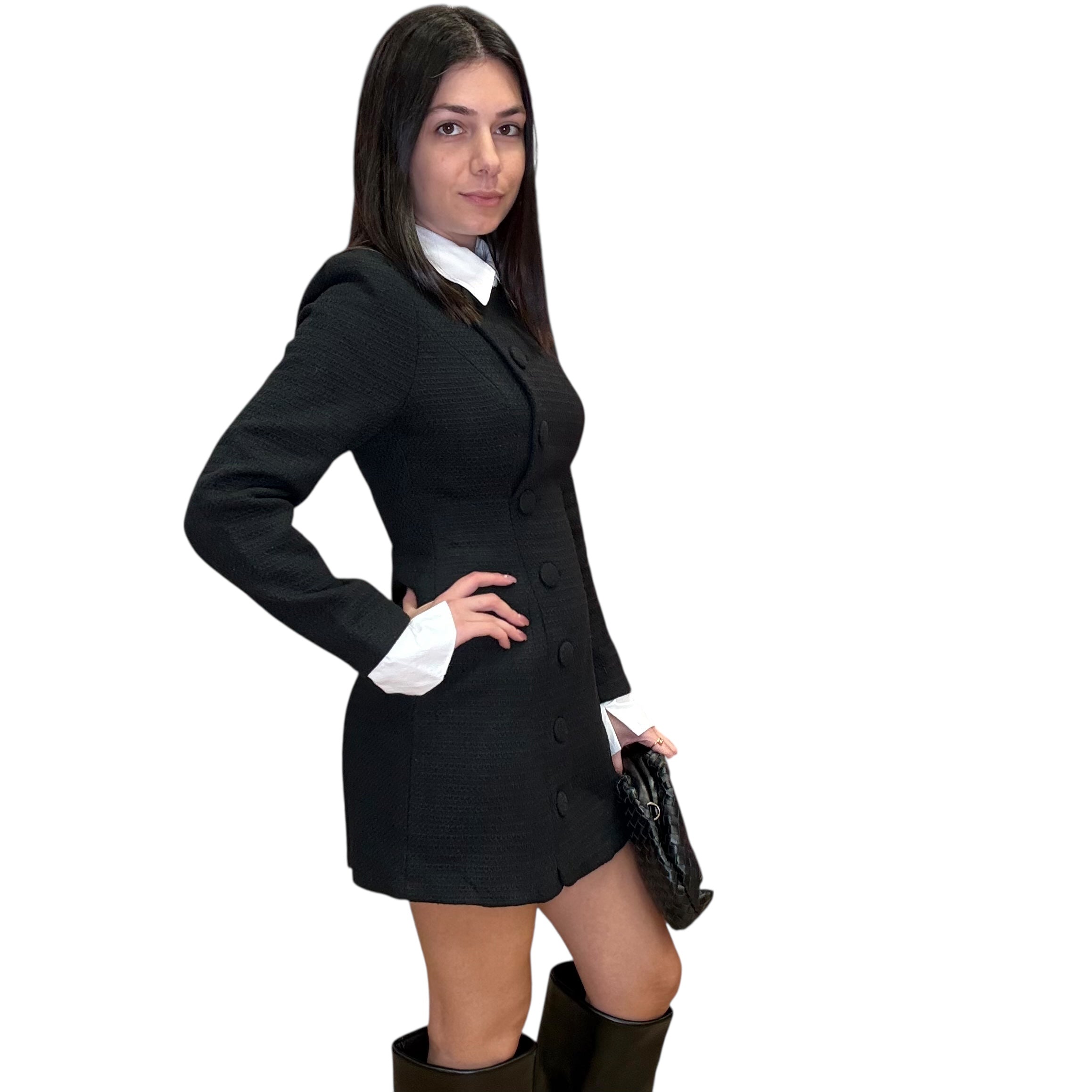 Blair Tweed Mini Dress - Contrast Collar Mini Dress – Alicia