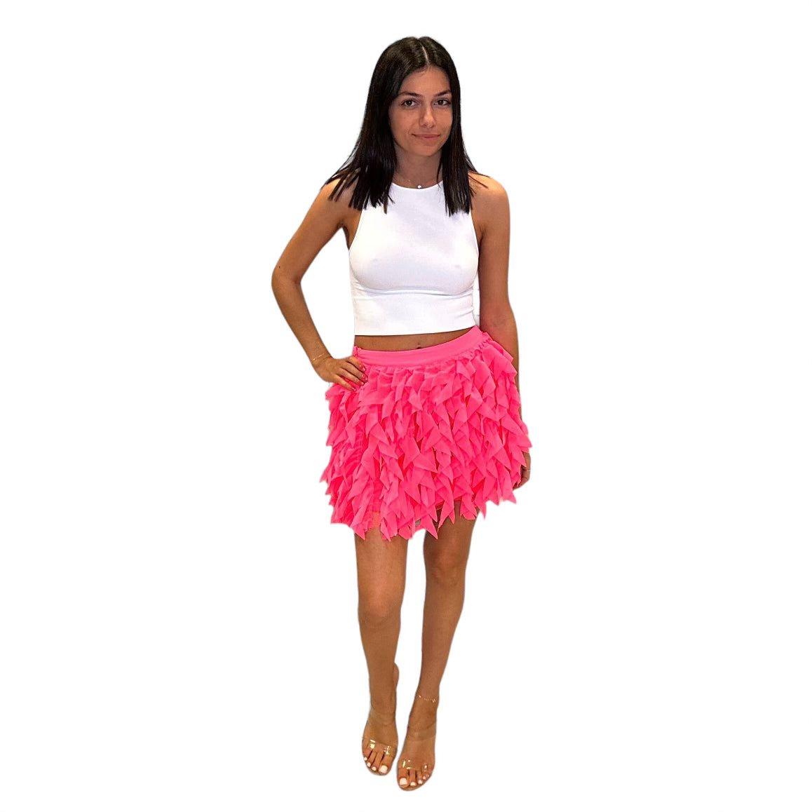 Amelia Frilly Mini Skirt - Neon Pink – Alicia DiMichele Boutique