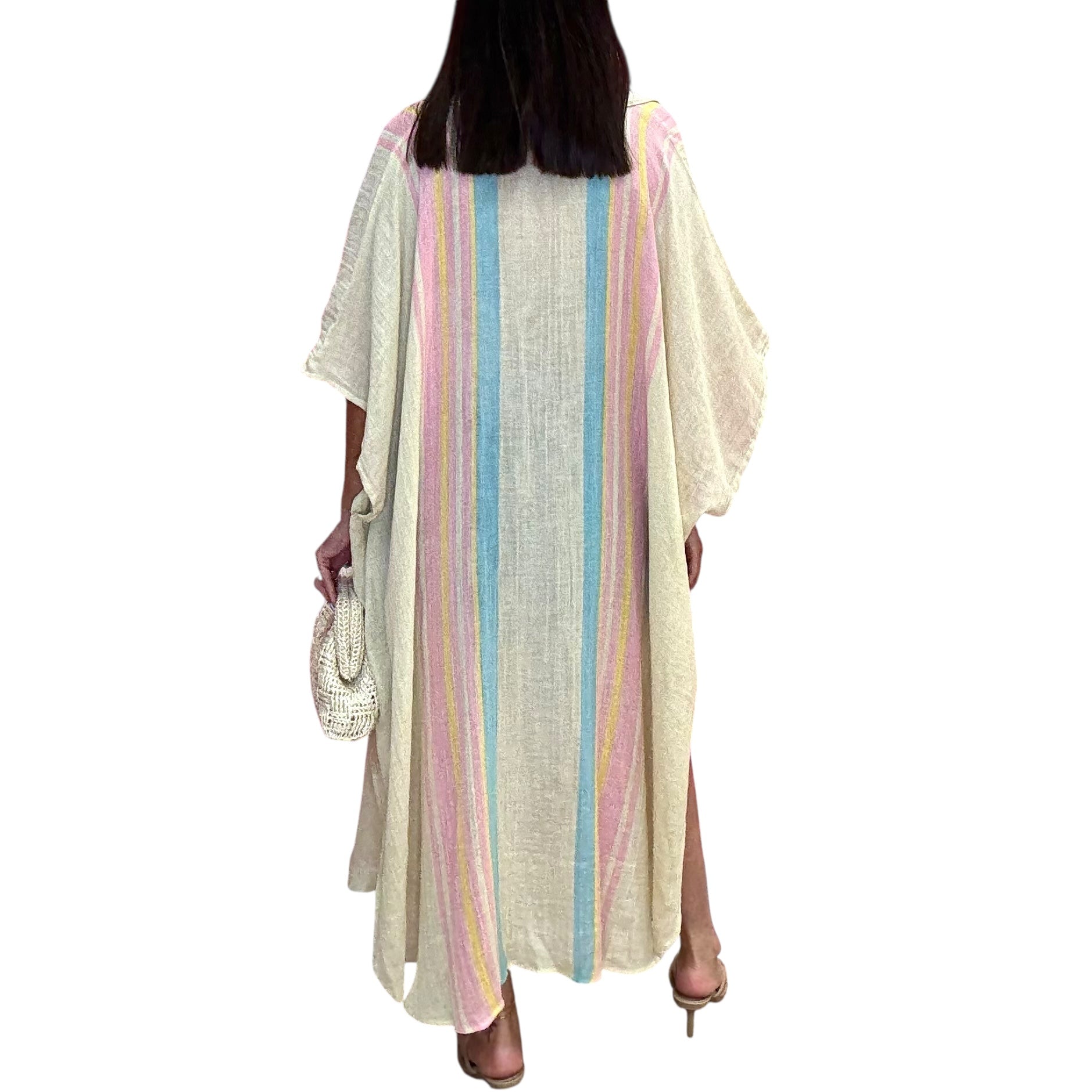 Striped Cream Collared Kaftan available at Alicia DiMichele Boutique – stylish women’s fashion and accessories.