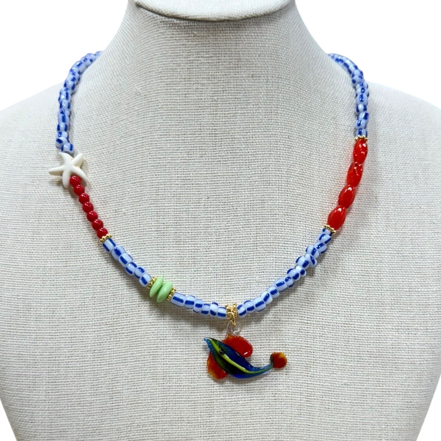 Murano Fish Beaded Necklace available at Alicia DiMichele Boutique – stylish women’s fashion and accessories.