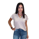 Dolman V Neck Tee - Fossil – Alicia DiMichele Boutique